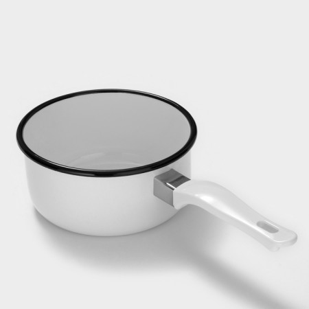 Bucket 600 ml, enameled cover, without decolleys, plastic handle, induction, white color-5