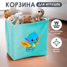 A basket for storing toe with a puff on a rope, 40 x 50 x 48 cm, blue