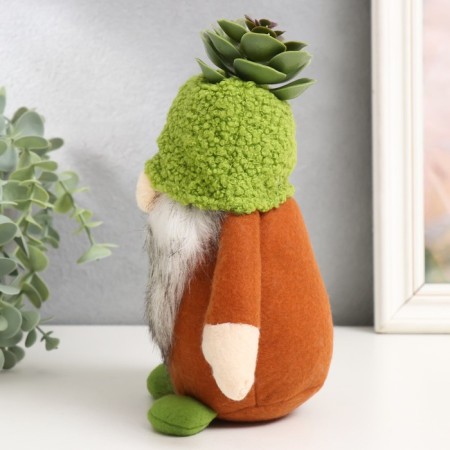 Interior doll "Gnome with succulent on the head" 15x9x20 cm-3