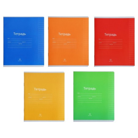 Notebook of 12 sheets in the line monophonic calligrata "Classic bright", cover coated paper, varnish, OFSET block, mix-6