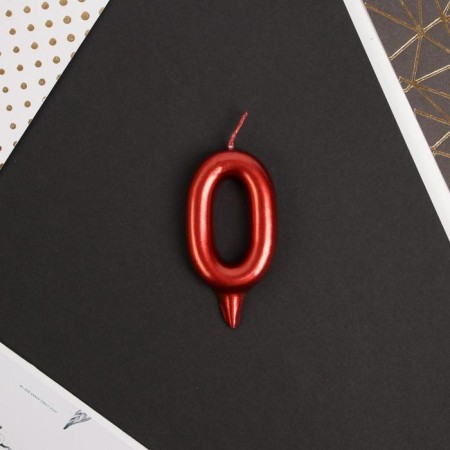 Candle for the cake, number "0", red.-2