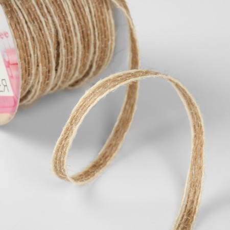 Decorative canvas braid, 6 mm, 9 ± 0.5 m, light beige/beige color-2