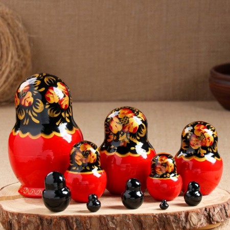 Matryoshka "Khokhloma", 10 puppet, 16 cm-1