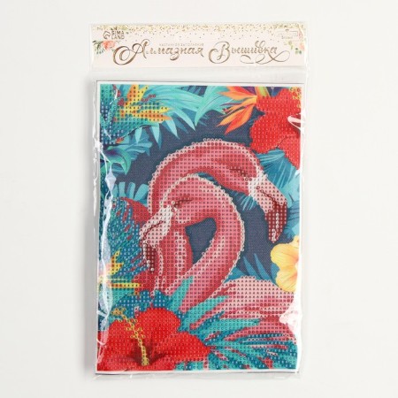 Diamond mosaic with a partial filling on Flamingo canvas, 15 x 21 cm-3