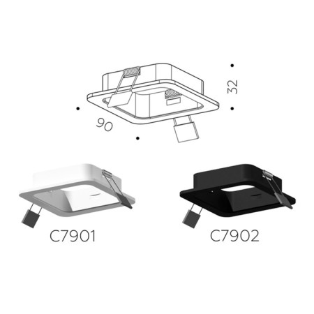 Building lamp built -in Ambrella Diy System Elements C7902 for nozzles 70x70 mm, GU5.3, color black sand-1