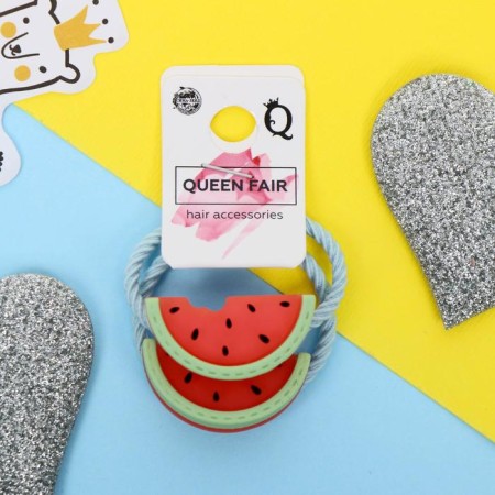 Hair elastic band "Tropicanka" (set 2 pcs) watermelon, 2 cm
