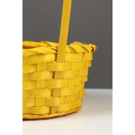 Wicker basket 20 x 20 x 9 cm, handle h = 25 cm, yellow-4