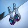 Earrings with rhinestones "Illusion" drop color violet in silver
