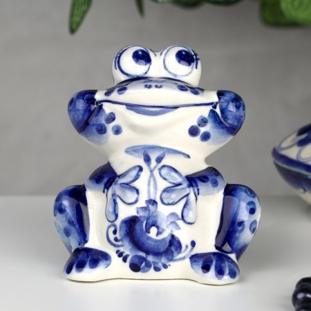 Souvenir "Frog", large, 9 cm, gzhel