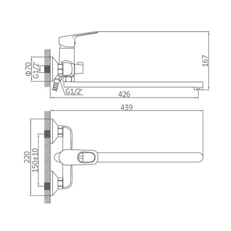 Accoona A7117 bath mixer, single -leaf, brass, chrome-6