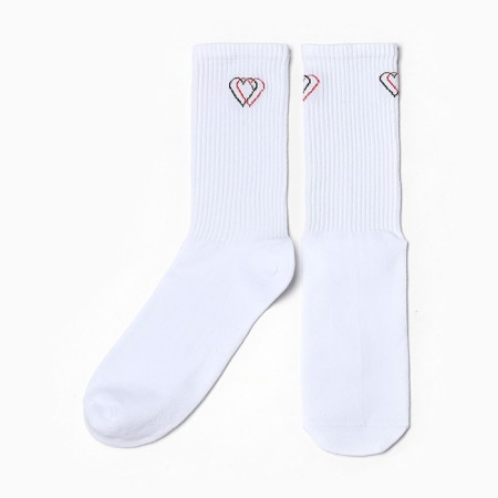 Women's socks "double heart", white color, size 23-25