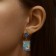 Emall earrings "Cosmos" and cats, white-blue color in gold