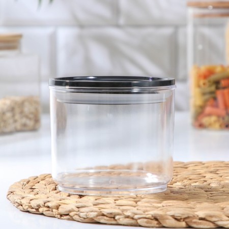 Plastic jar for loose products "Loko", 400 ml, 10 × 9 cm, the color is transparent