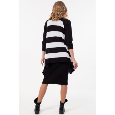 Cardigan female, size 44, black color, white-6