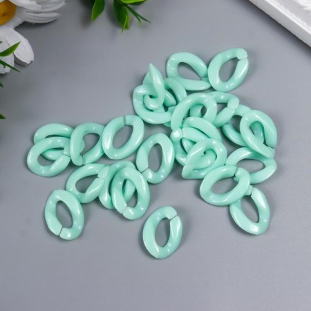 Decor for creativity Plastic "Ring for the chain" pastel green set 25 pcs 2.3x1.65 cm-2