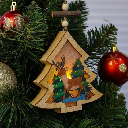 Decor with backlight "Christmas tree with a deer"-1