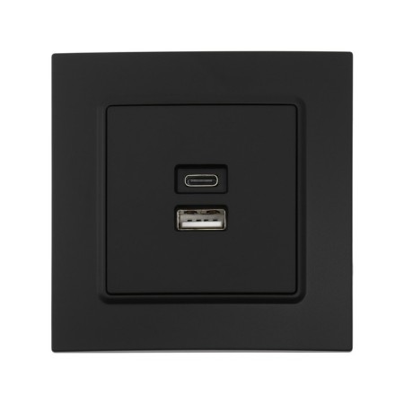 Roset with USB-A + USB-C connectors, 2.1 A, 5V, TOT ELEAGANT, hidden, black-2