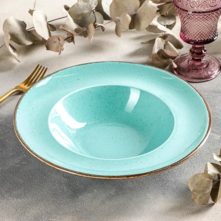 Turquoise pasta plate, 500 ml, d = 25 cm, turquoise color-1