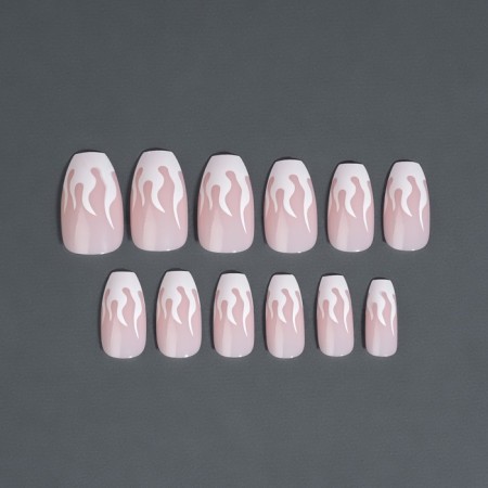 Fires “Fire”, 12 pcs, with adhesive plates, ballerina shape, pink/white color-7
