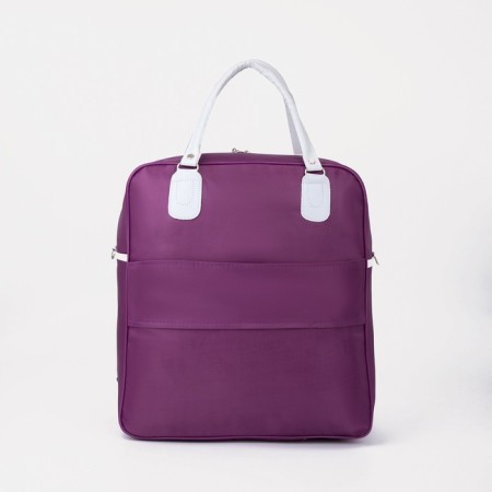 Road bag with lightning, external pocket, suitcase holder, purple/white color-1
