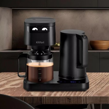 Coffee machine KitFort KT-7143, drop, 1600 watts, 1.1/1.25 l, black-1
