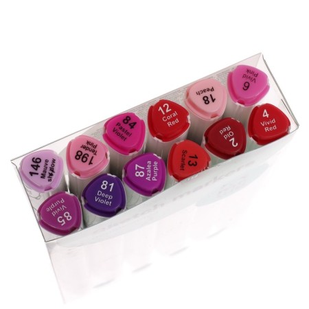 Meshu bilateral markers for sketching, 12 colors (berry colors)-1