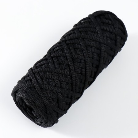 Knitting cord 100% polyester, width 4 mm 50m (black)-1