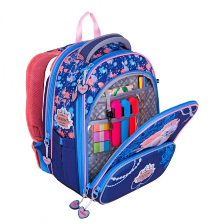 Frame backpack 36 x 28 x 11 cm, Across 198, filling: bag, blue/pink ACR22-198-4-4