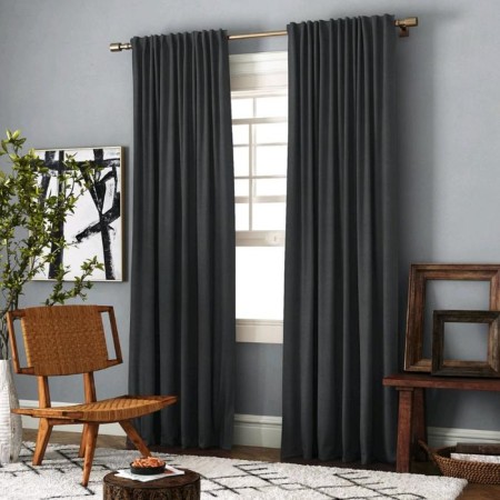 Set of curtains "Ibiza", size 140 x 270 cm - 2 pcs, picking - 2 pcs, dark - gray