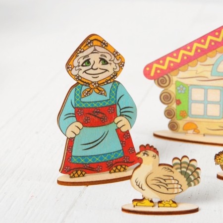 Puppet Theater fairy tales on the table "Kurochka Ryaba"-3