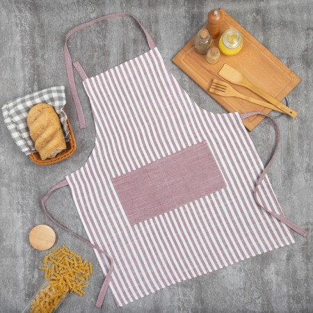 Apron Ethel "strip" Pink color, 62 x 76cm, 50% cotton 50% p/e