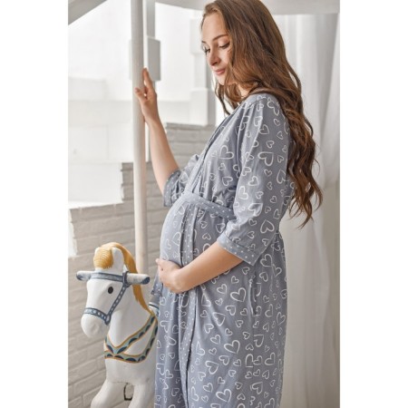 Female set (shirt/robe) for pregnant women, gray color, size 48-8