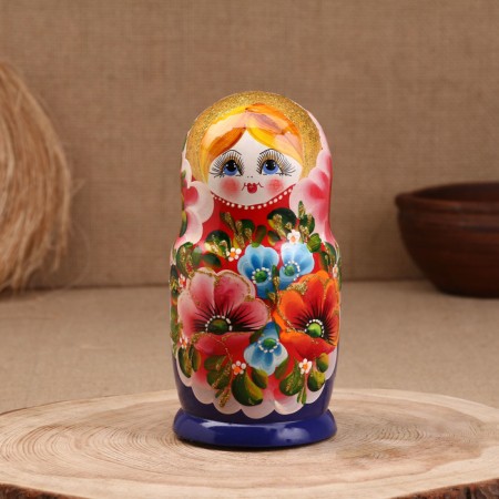 Matrashka "Macks", Red scarf, 5-doll, 19 cm-1