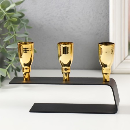 Summary metal for 3 candles "deco" black with gold 15.2x4.7x11 cm-4
