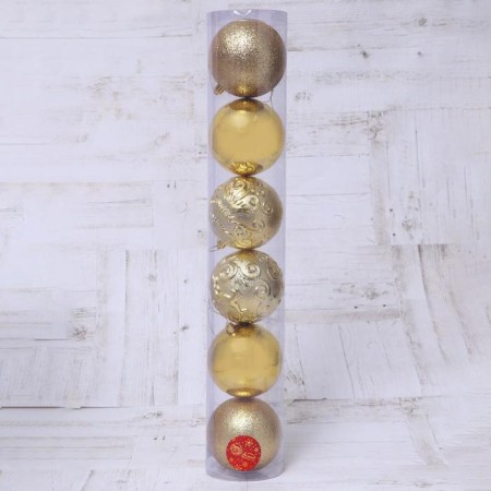 Set of balls plastic D-10 cm, 6 pcs "Amal" gold-1