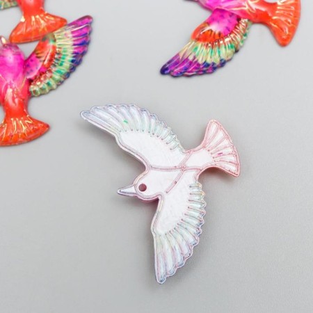 Decor for creativity plastic "Bird pink-orange with gold" 2.3x3.5x0.4 cm-1