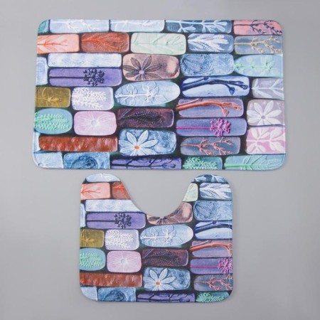 A set of mats for the bathroom and toilet Dilan "Bricks", 2 pcs: 40 × 50, 50 × 80 cm-1