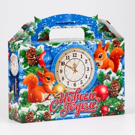 Box Gift New Year's casket of squirrels 26 x 23 x 7 cm with handle-2