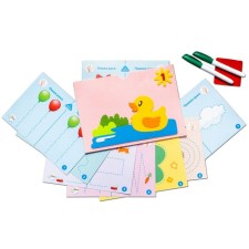 A set of cards for drawing with two hands 