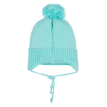 Knitted hat with pompom for a girl, size 50-1