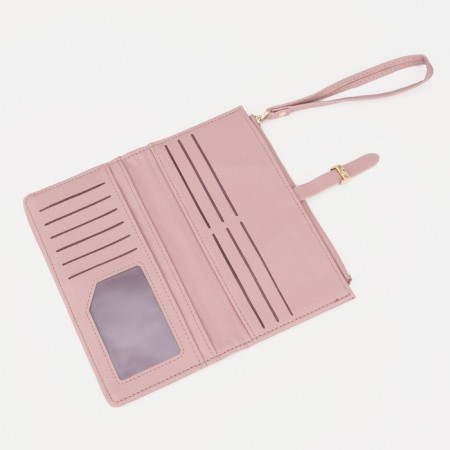 Women's wallet on the button, pink color-3