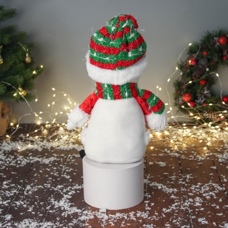 Soft toy "Snowman in a striped cap with long legs" 48x23 cm-2
