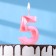 Candle in the Cake "Fine", number "5", pink metallic, 6.5 cm