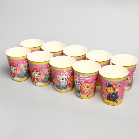 A glass of paper "Happy Birthday!", 250ml, puppy patrol-2