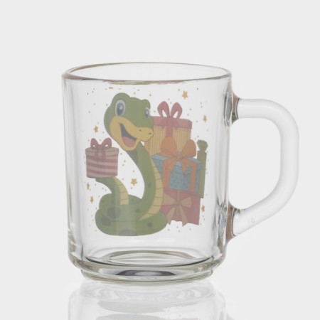 New Year's glass tea mug "New Year's snakes", 200 ml, mix-2