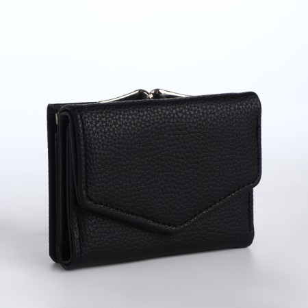 Women's wallet on the button, black color