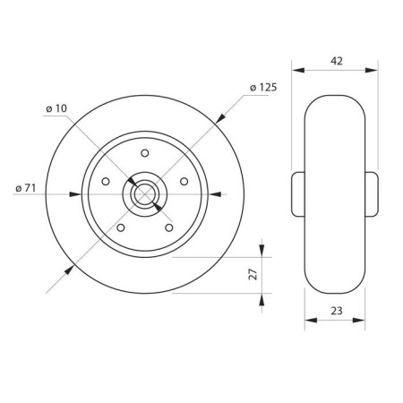 Wheel for transport carts, d = 125 mm-2
