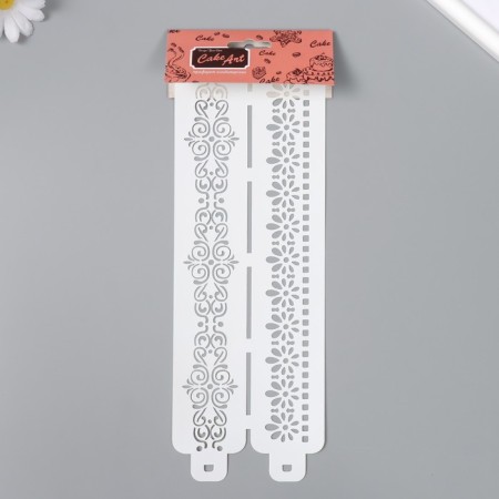 Tencil of border plastic "Pister Flowers" Plastic, 11x32 cm-3