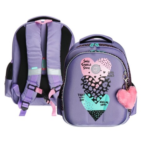 Frame backpack 36 x 28 x 20 cm, Grizzly, + keychain, lilac