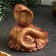 Figure "Snake on money with a barrel" burgundy with gilding, 6x6x5cm